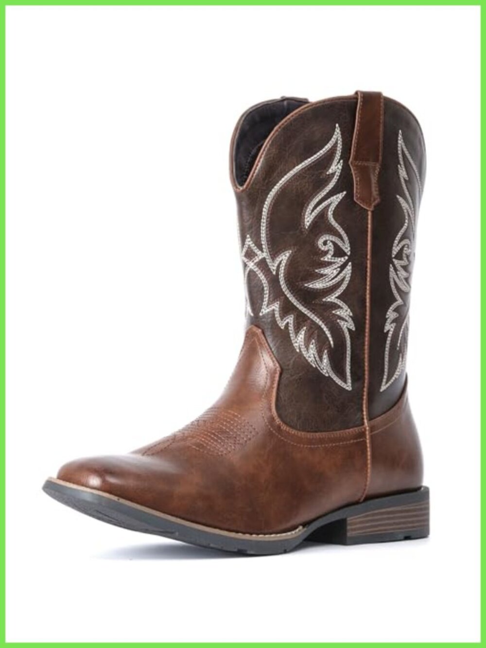 Men's Square Toe Western Cowboy Boots Calf High Pull-On Work Ranch Boot